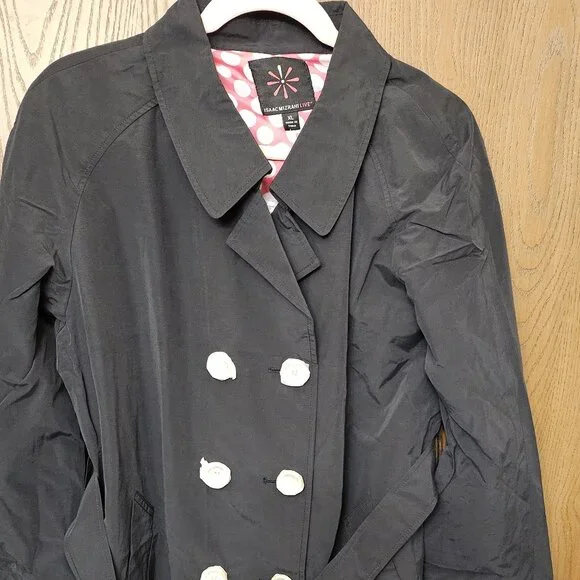 ISAAC MIZRAHI LIVE WOMEN'S BLACK TRENCH COAT XL NWT - Picture 1 of 16